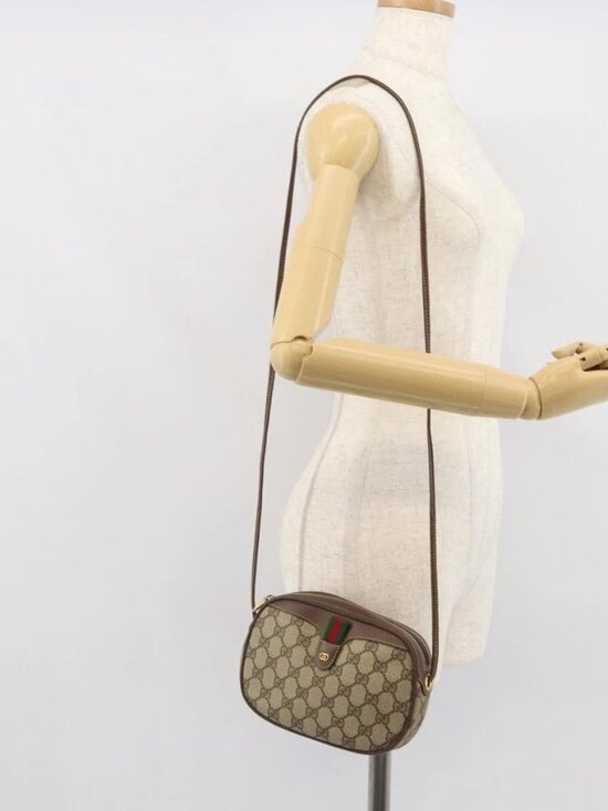 Gucci Handbags - GUCCI GG Supreme Web Sherry Line Bag PVC Beige Gold 007 58 6112 1030 Auth 163653